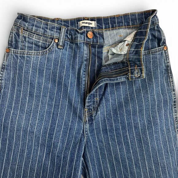 Wrangler Wanderer Pinstripe High Rise Flare Jeans 31x34 Festival Western Rodeo - Picture 5 of 10